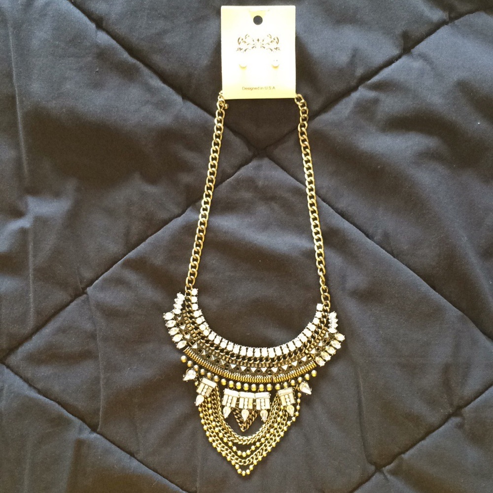 Gold brass statement necklace